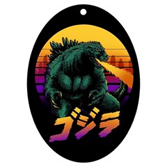 Godzilla Retrowave UV Print Acrylic Ornament Oval