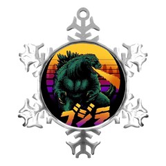 Godzilla Retrowave Metal Small Snowflake Ornament