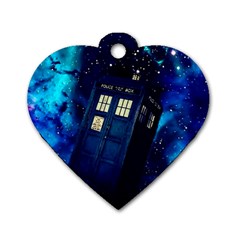 Tardis Doctor Who Space Galaxy Dog Tag Heart (one Side)