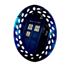 Tardis Doctor Who Space Galaxy Oval Filigree Ornament (two Sides)