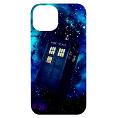 Tardis Doctor Who Space Galaxy Iphone 14 Black Uv Print Case by Cendanart