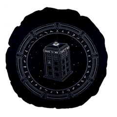 Doctor Who Bbc Tardis Large 18  Premium Flano Round Cushions by Cendanart