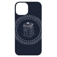 Doctor Who Bbc Tardis Iphone 14 Black Uv Print Case by Cendanart