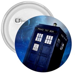 Tardis Doctor Who Space Blue 3  Buttons