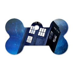 Tardis Doctor Who Space Blue Dog Tag Bone (two Sides) by Cendanart