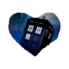 Tardis Doctor Who Space Blue Standard 16  Premium Heart Shape Cushions