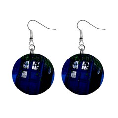 Stuck Tardis Beach Doctor Who Police Box Sci-fi Mini Button Earrings by Cendanart