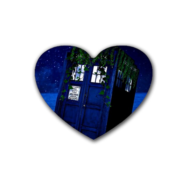 Stuck Tardis Beach Doctor Who Police Box Sci-fi Rubber Heart Coaster (4 pack)