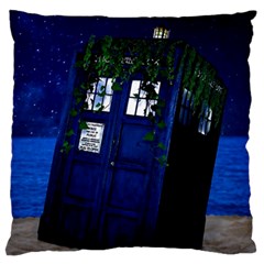 Stuck Tardis Beach Doctor Who Police Box Sci-fi Large Premium Plush Fleece Cushion Case (two Sides)