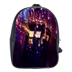 Tardis Regeneration Art Doctor Who Paint Purple Sci Fi Space Star Time Machine School Bag (large) by Cendanart