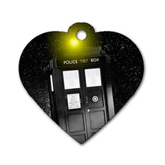 Doctor Who Space Tardis Dog Tag Heart (one Side)