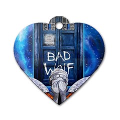 Doctor Who Adventure Bad Wolf Tardis Dog Tag Heart (two Sides) by Cendanart