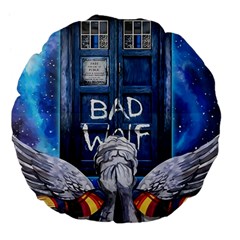 Doctor Who Adventure Bad Wolf Tardis Large 18  Premium Flano Round Cushions by Cendanart