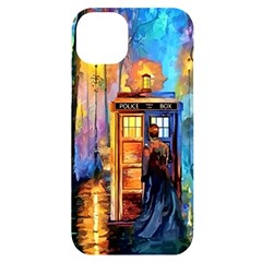 Tardis Doctor Who Paint Painting Iphone 14 Plus Black Uv Print Case by Cendanart