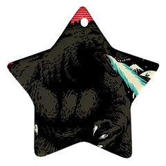 Godzilla Vintage Wave Star Ornament (two Sides) by Cendanart