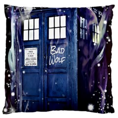 Bad Wolf Tardis Doctor Who Large Premium Plush Fleece Cushion Case (two Sides)