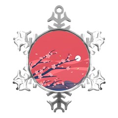 Illustration Minimal Minimalist Scenery Minimalist Japanese Art Metal Small Snowflake Ornament by Bedest