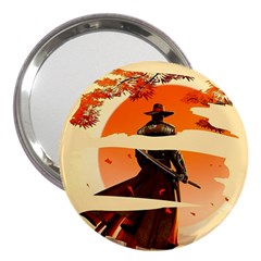 Samurai Art Ninja Katana Anime Aesthetic  Japanese Lore Style Mythology Retro Classic Warrior 3  Handbag Mirrors by Bedest