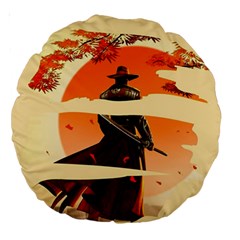 Samurai Art Ninja Katana Anime Aesthetic  Japanese Lore Style Mythology Retro Classic Warrior Large 18  Premium Round Cushions