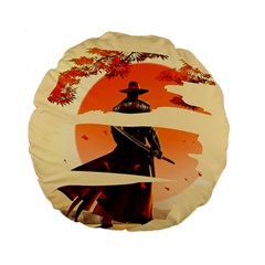 Samurai Art Ninja Katana Anime Aesthetic  Japanese Lore Style Mythology Retro Classic Warrior Standard 15  Premium Flano Round Cushions