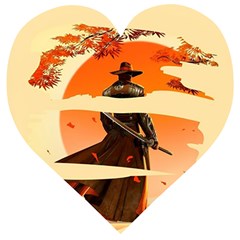 Samurai Art Ninja Katana Anime Aesthetic  Japanese Lore Style Mythology Retro Classic Warrior Wooden Puzzle Heart by Bedest