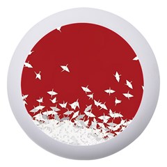 Red Sun Sea Waves Bird Japanese Art Minimalist Dento Box With Mirror