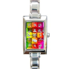 Colorful 3d Social Media Rectangle Italian Charm Watch by Ket1n9