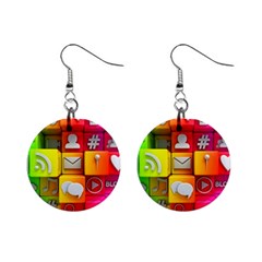 Colorful 3d Social Media Mini Button Earrings by Ket1n9