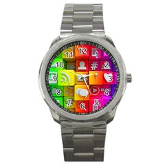 Colorful 3d Social Media Sport Metal Watch by Ket1n9