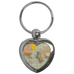 Vintage World Map Key Chain (heart) by Ket1n9