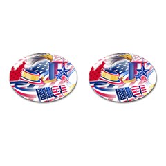United States Of America Usa  Images Independence Day Cufflinks (oval) by Ket1n9