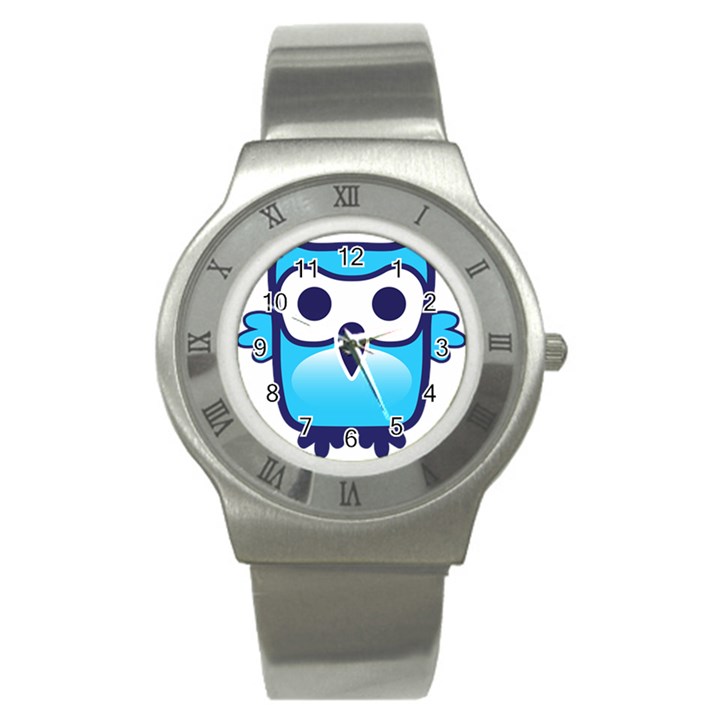 Owl Logo Clip Art Stainless Steel Watch