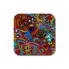 Art Color Dark Detail Monsters Psychedelic Rubber Square Coaster (4 Pack) by Ket1n9