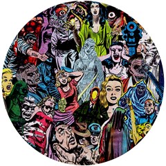 Vintage Horror Collage Pattern Uv Print Round Tile Coaster by Ket1n9