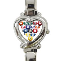 Racked Billiard Pool Balls Heart Italian Charm Watch by Ket1n9