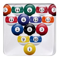 Racked Billiard Pool Balls Square Glass Fridge Magnet (4 Pack) by Ket1n9