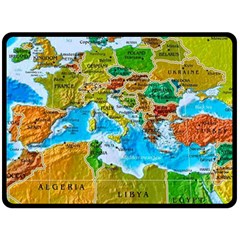 World Map Two Sides Fleece Blanket (large) by Ket1n9