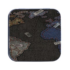 World Map Square Metal Box (black) by Ket1n9