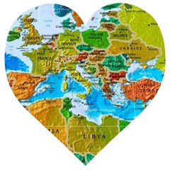 World Map Wooden Puzzle Heart by Ket1n9