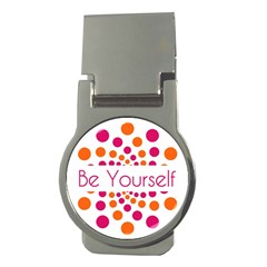 Be Yourself Pink Orange Dots Circular Money Clips (round) 