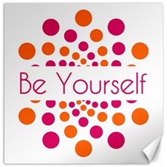 Be Yourself Pink Orange Dots Circular Canvas 12  X 12  by Ket1n9