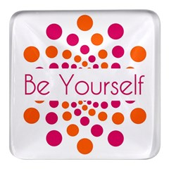 Be Yourself Pink Orange Dots Circular Square Glass Fridge Magnet (4 Pack) by Ket1n9