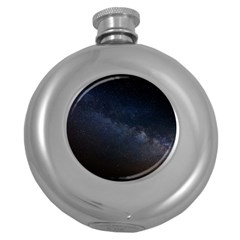 Cosmos Dark Hd Wallpaper Milky Way Round Hip Flask (5 Oz) by Ket1n9
