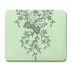 Illustration Of Butterflies And Flowers Ornament On Green Background Large Mousepad by Ket1n9
