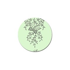 Illustration Of Butterflies And Flowers Ornament On Green Background Golf Ball Marker by Ket1n9