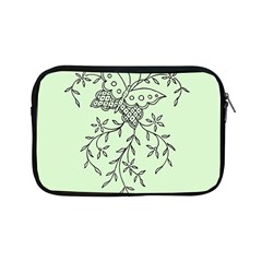 Illustration Of Butterflies And Flowers Ornament On Green Background Apple Ipad Mini Zipper Cases by Ket1n9