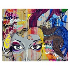 Graffiti Mural Street Art Painting Two Sides Premium Plush Fleece Blanket (medium) by Ket1n9