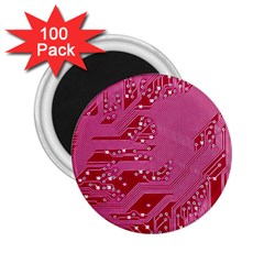 Pink Circuit Pattern 2 25  Magnets (100 Pack)  by Ket1n9