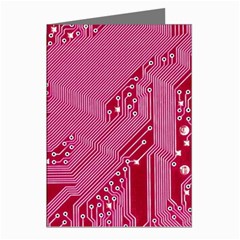 Pink Circuit Pattern Greeting Cards (pkg Of 8)