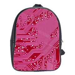 Pink Circuit Pattern School Bag (large) by Ket1n9